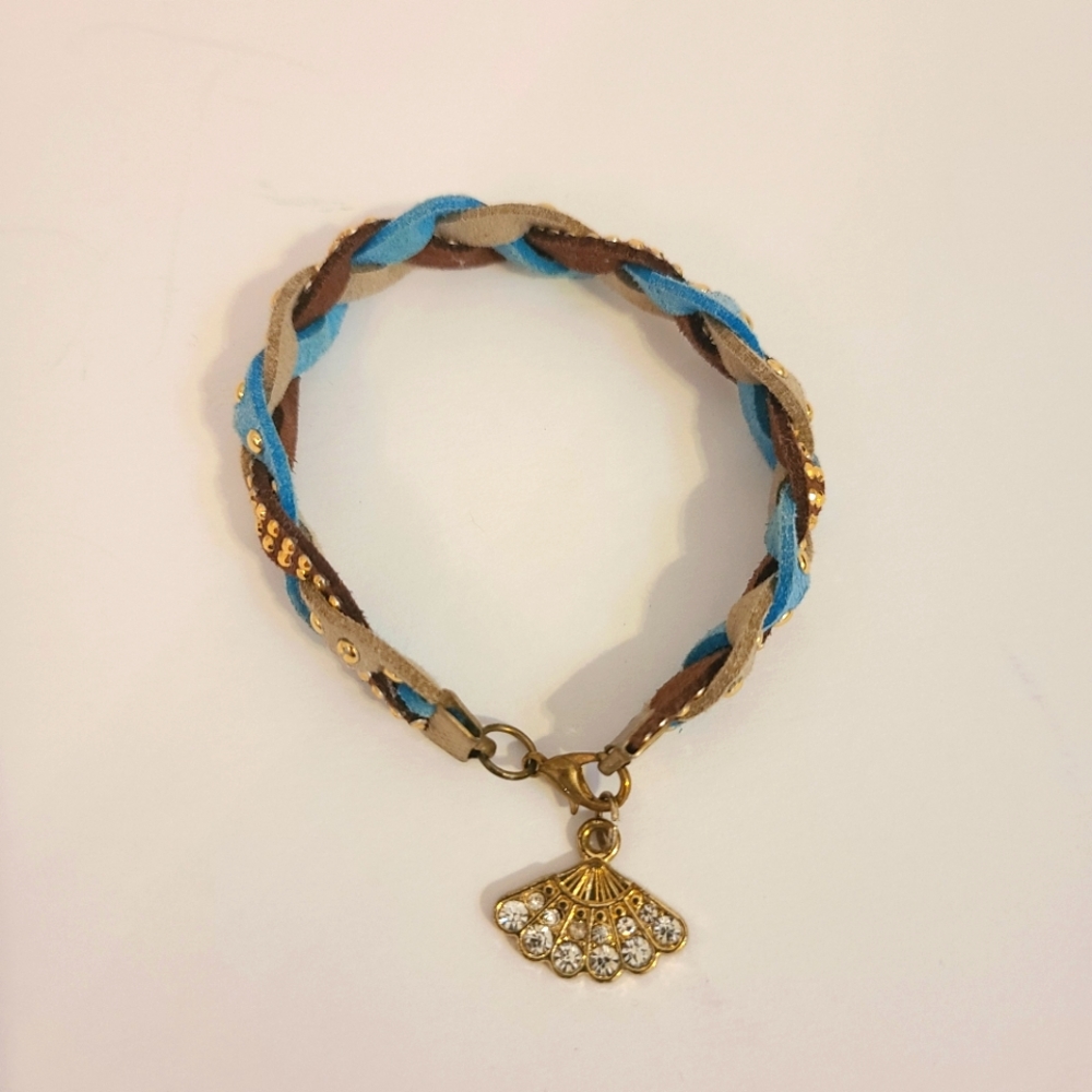 Beautiful Leather Bracelet Blue/Brown